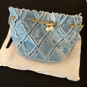 Blue Denim Chain Shoulder Bag